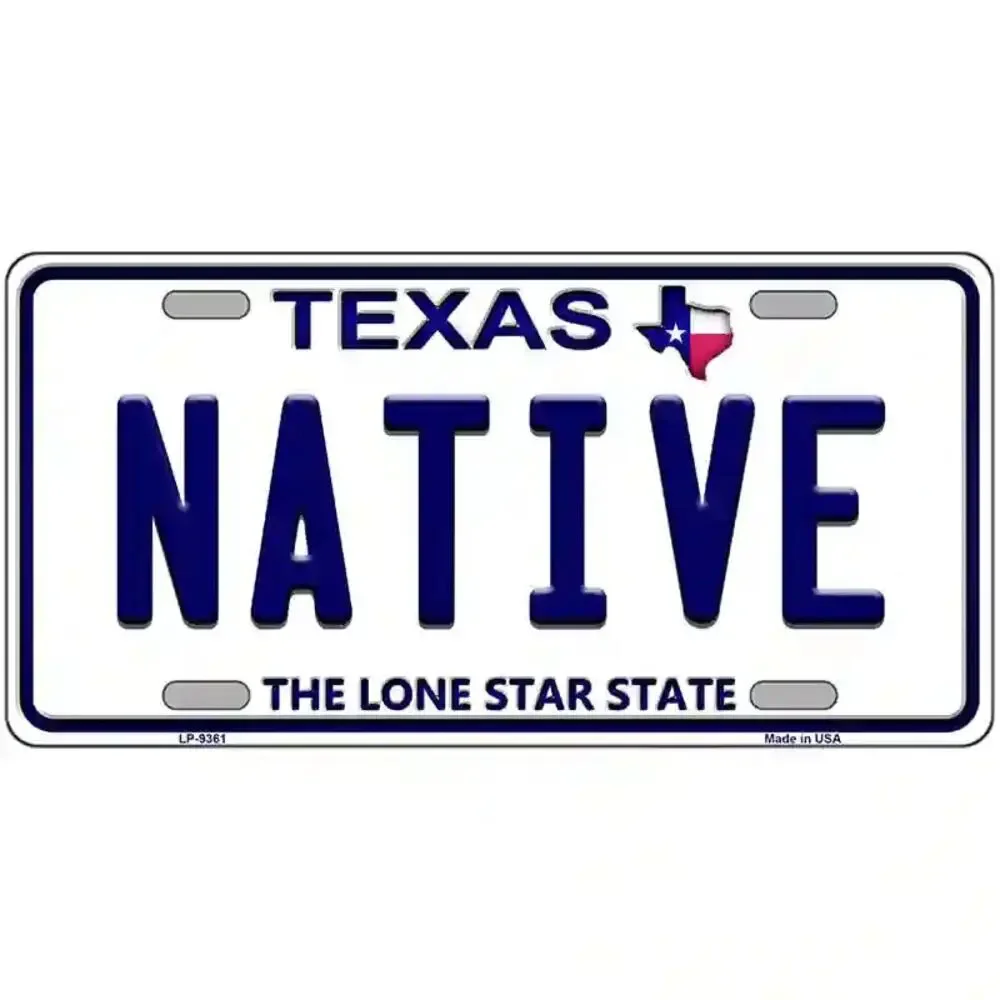 Texas Native License Plate Sign Wall Art Sign Metal New Retro Auto Lone Star